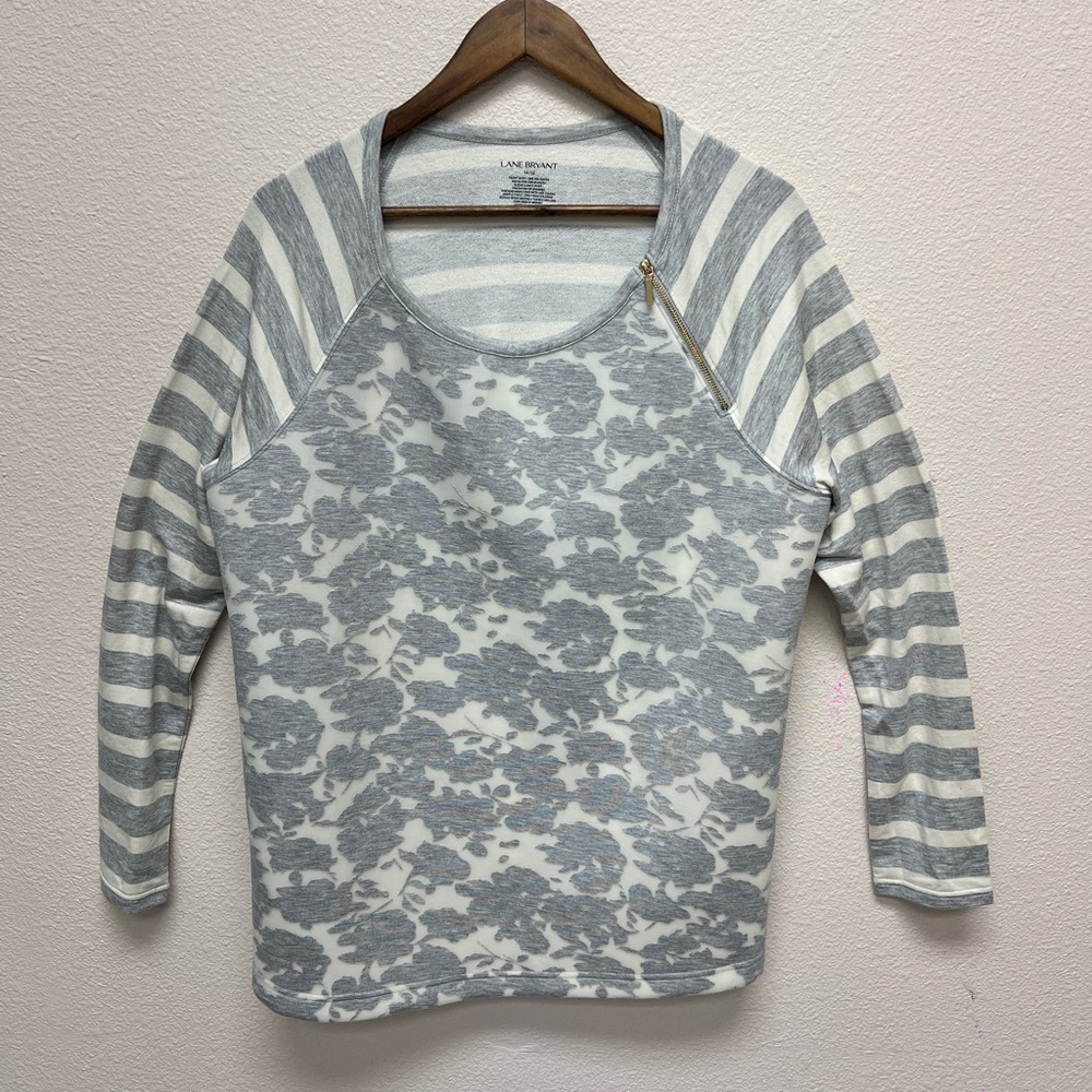 Lane Bryant Gray and White Sweater
